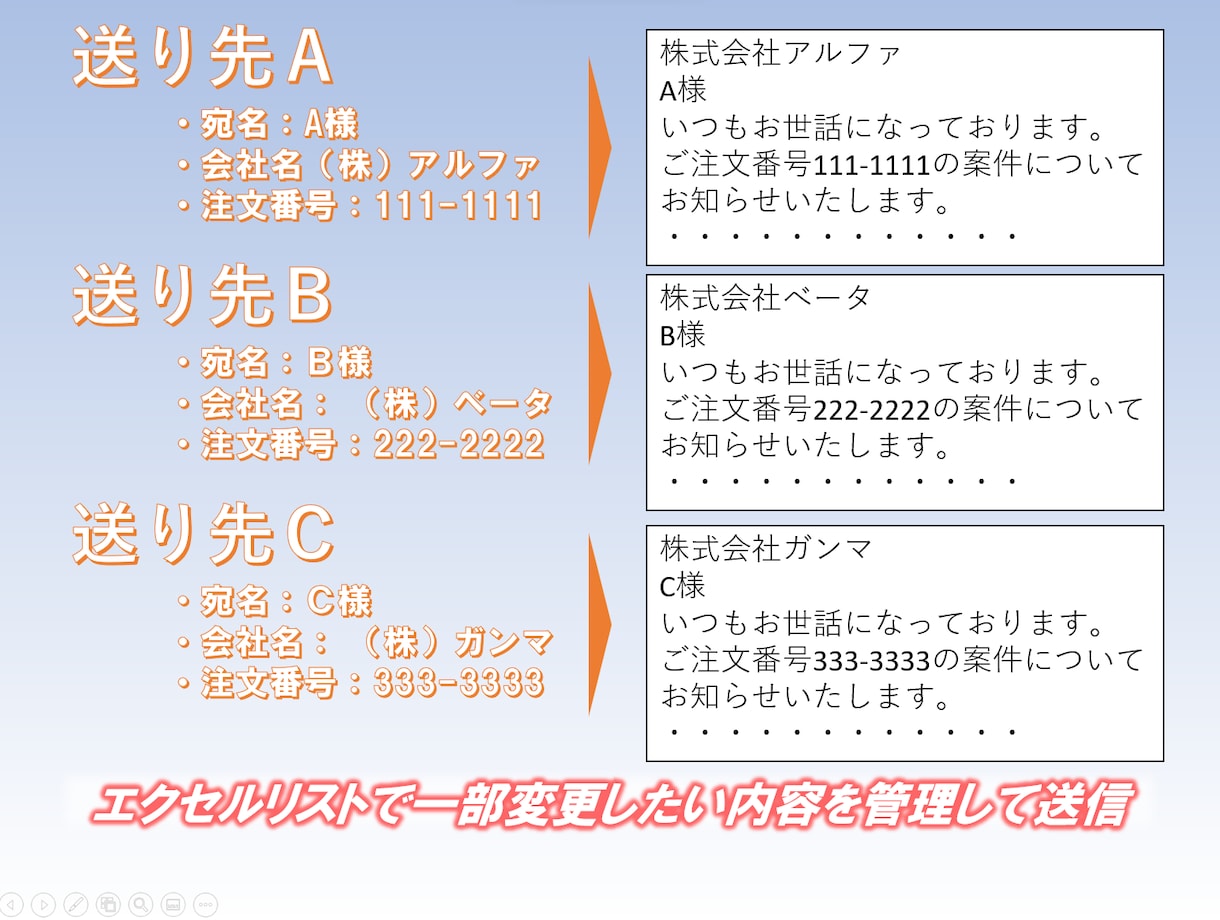 Outlookのメール一斉送信ツールをご提供します 送信先毎に本文をアレンジ。添付ファイルも自在に設定可能！ イメージ3