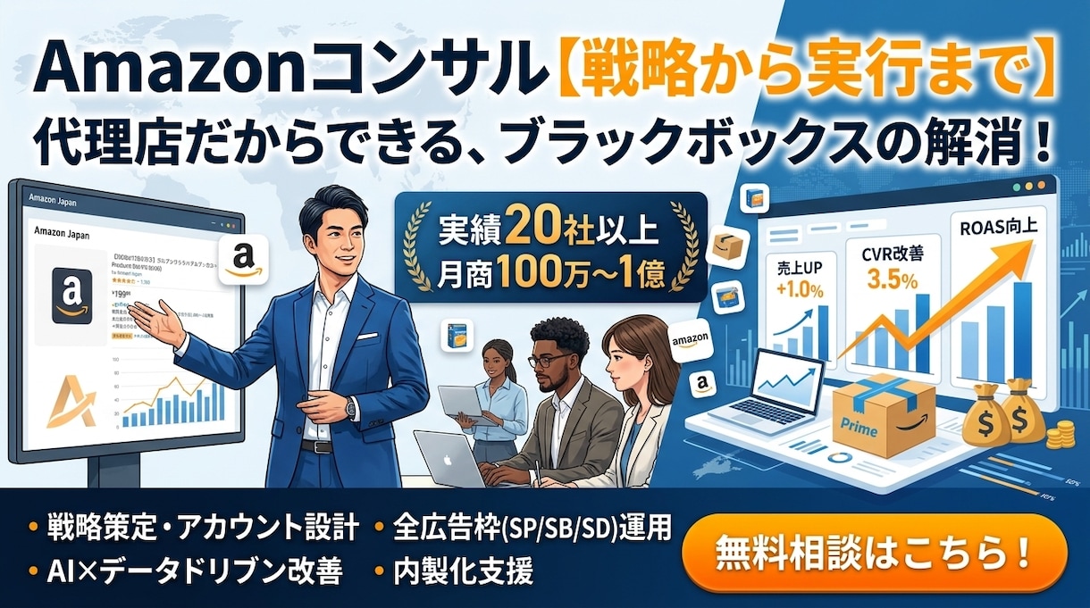 Amazon運用代行・内製化支援　手伝います データ分析を用いて戦略から実行までサポートします。 イメージ1