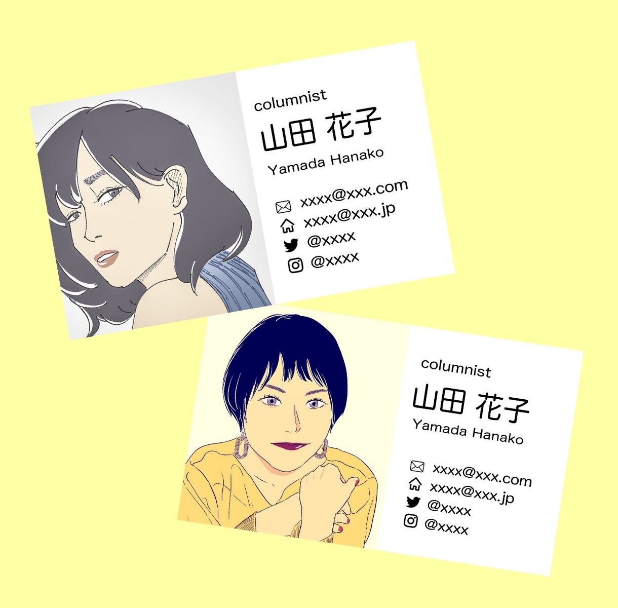 似顔絵の入ったオリジナル名刺作ります 現物納品【100枚5,000円】データ納品【3,000円】 イメージ1