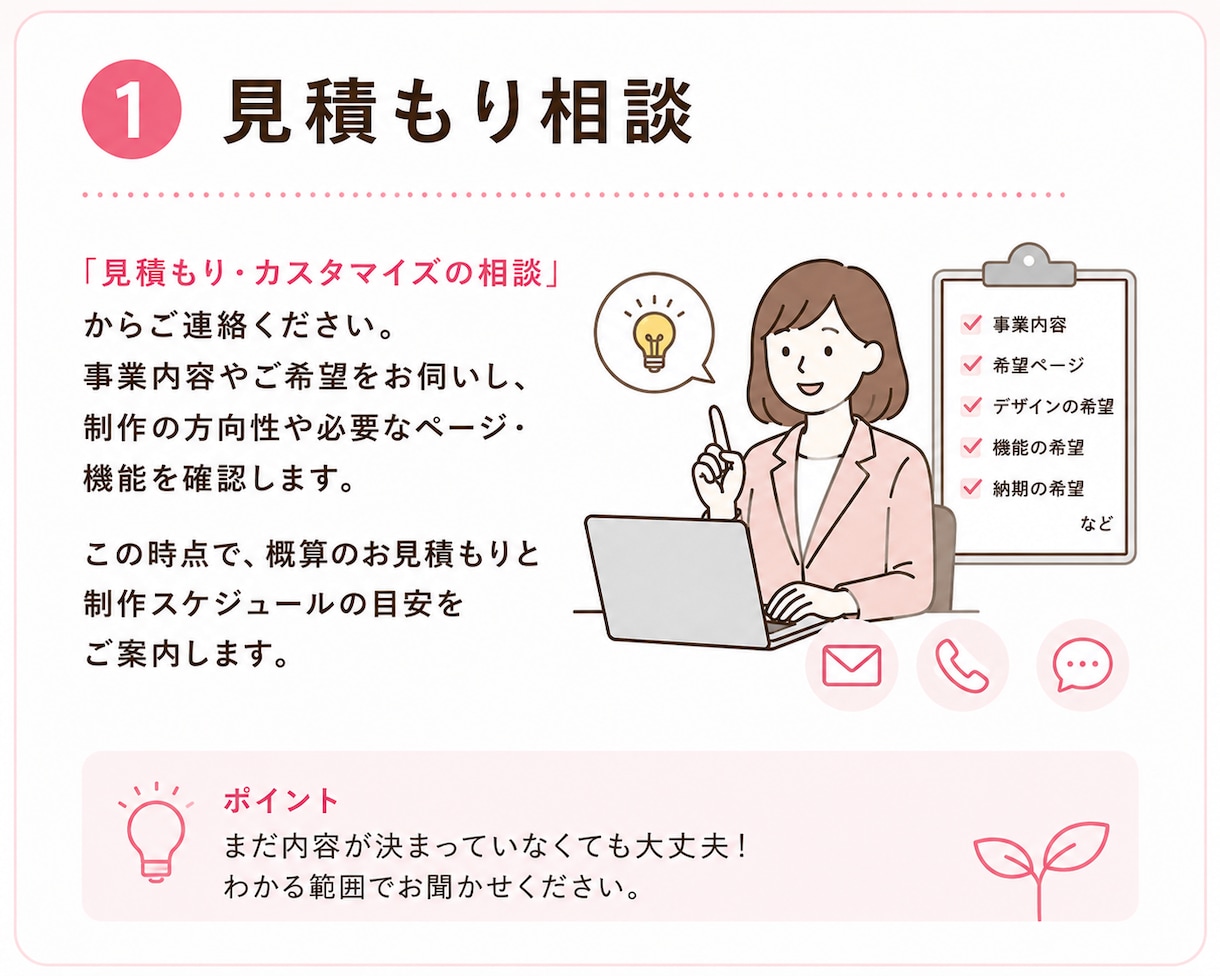 文章不要！自分で更新できるHPを制作します WordPressで初めてのホームページ制作をサポート イメージ2