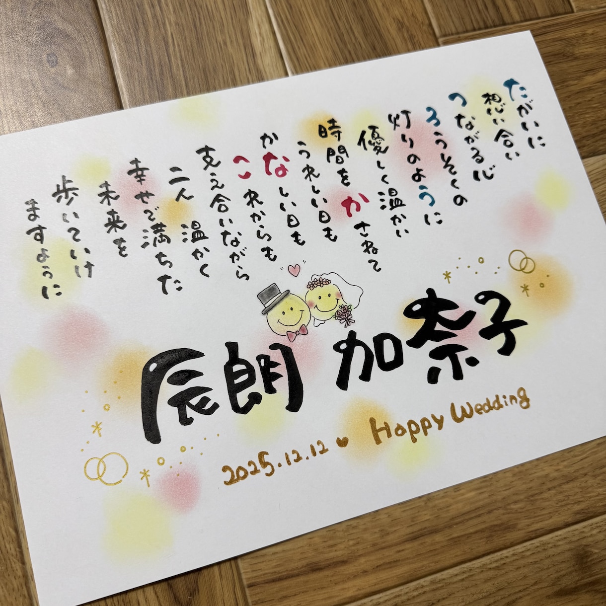 結婚記念日ウェルカムボード♡名前を詩にします 贈った方も贈られた方も笑顔になる特別な1枚お届けします イメージ1