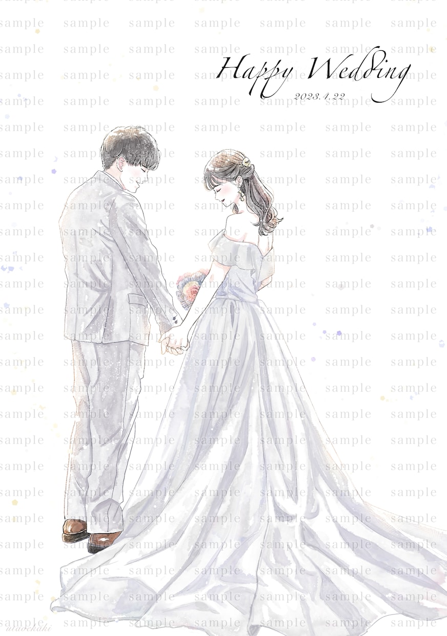 暖かいタッチでウエディングイラストお描きします 前撮りや挙式のお写真を記念にイラスト化しませんか？ イメージ5
