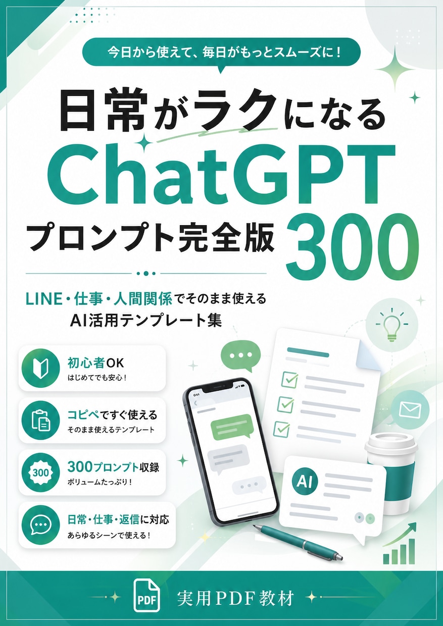 日常がラクになるAI活用術300選渡します 返信・仕事・暮らしに役立つAIテンプレ！ イメージ1
