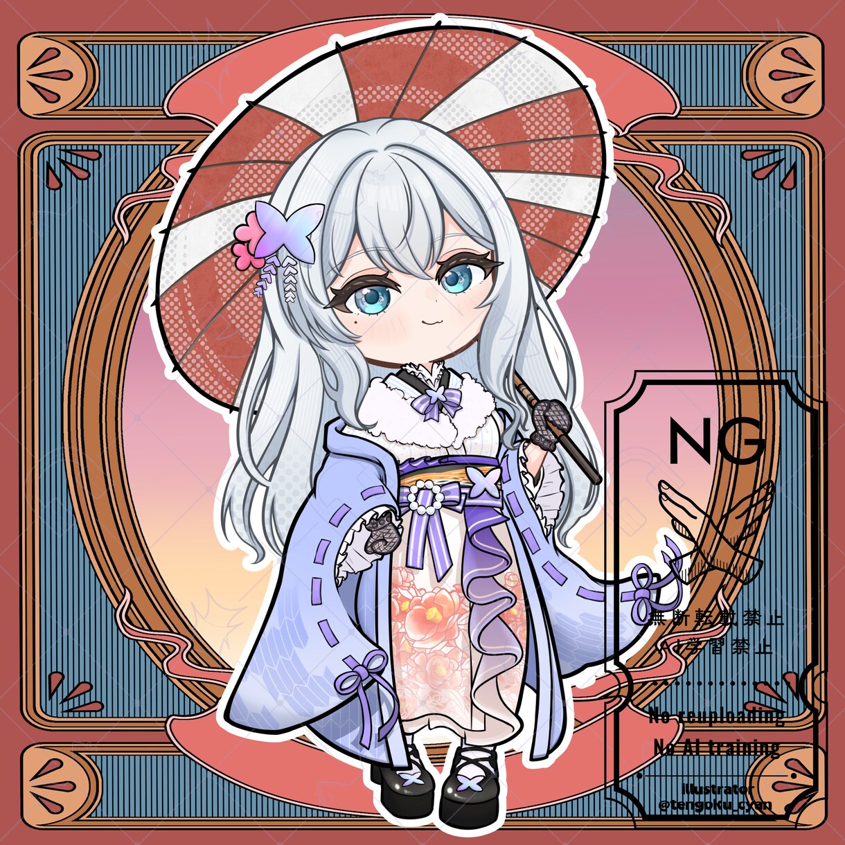 商用利用可！【大正ロマン着物】ミニキャラを描きます ライバー活動をお手伝い！配信/パネル開け/アイコン/グッズ イメージ7