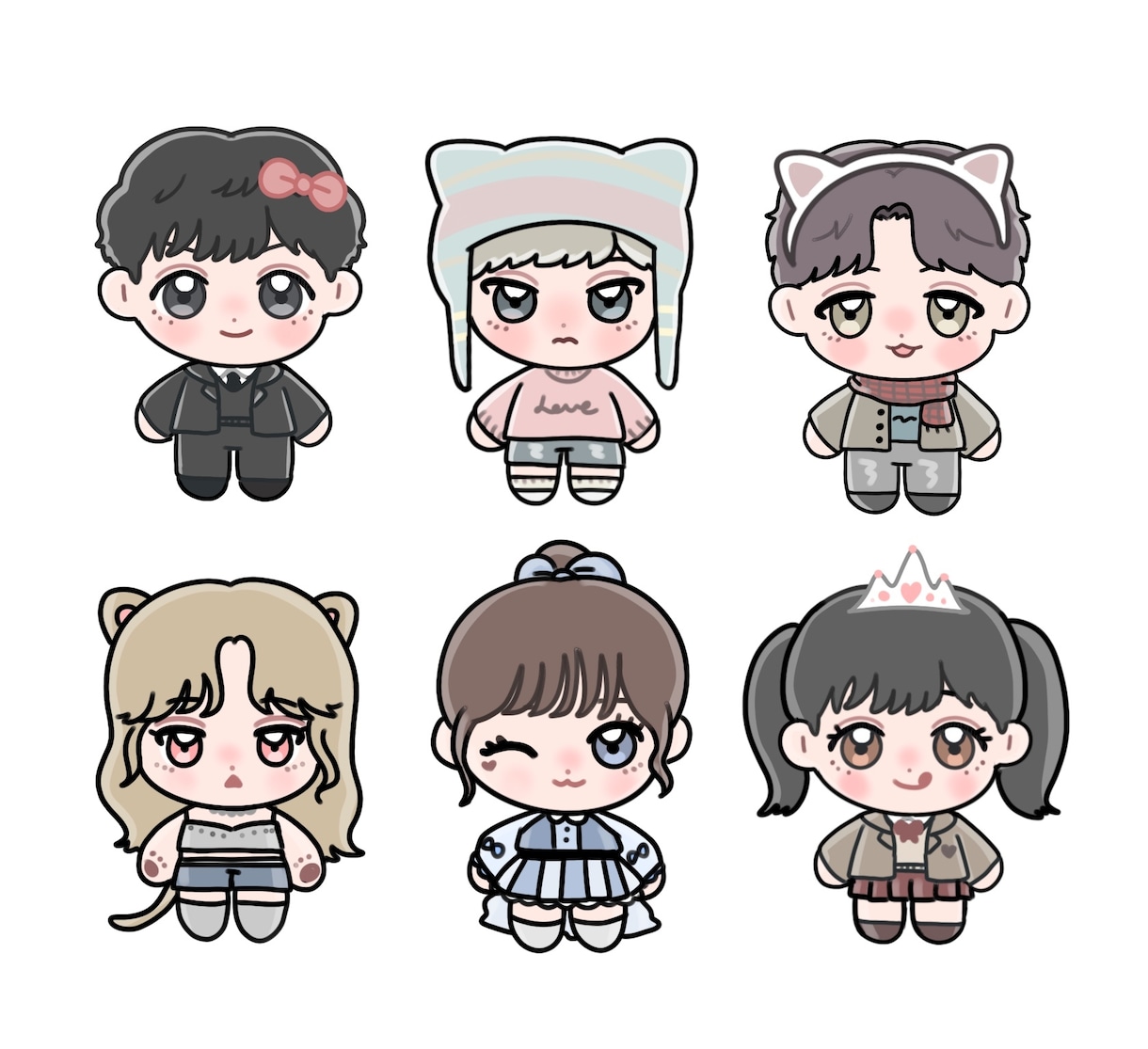 ぽてぽてなミニキャラ/ぬいぐるみ風の似顔絵描きます ぽてぽてしたミニキャラで似顔絵描きます！プレゼントにも！ イメージ1