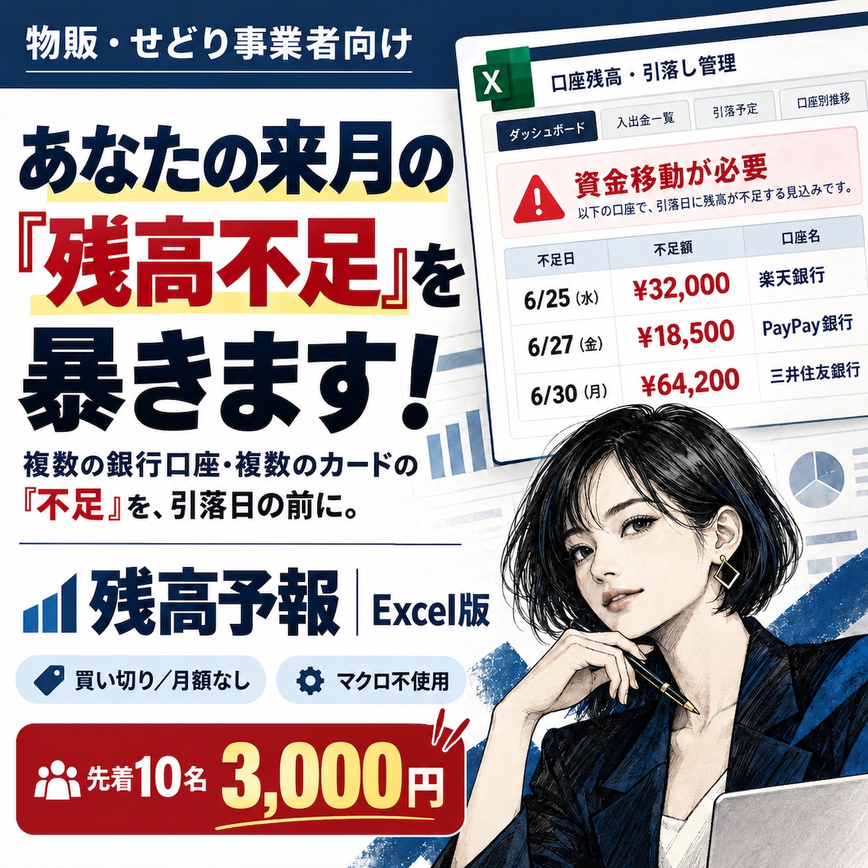あなたの来月の「残高不足」を暴きます 「いつ・どの口座・いくら足りない」を最大７年先まで丸裸に！ イメージ1