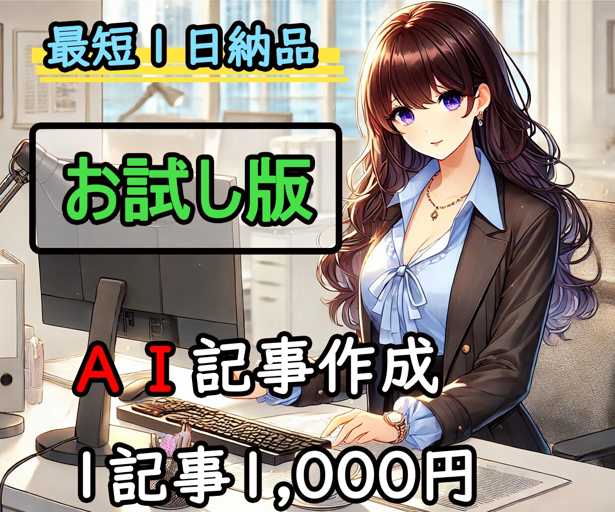 最短１日納品！AI記事作成１記事執筆ます AI記事作成で最短１日で納品します！ イメージ1