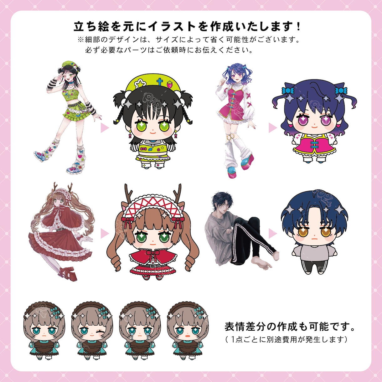 まんまるかわいいSDイラスト作成いたします 立ち絵を元にまんまるなSDイラストを作成します！ イメージ2