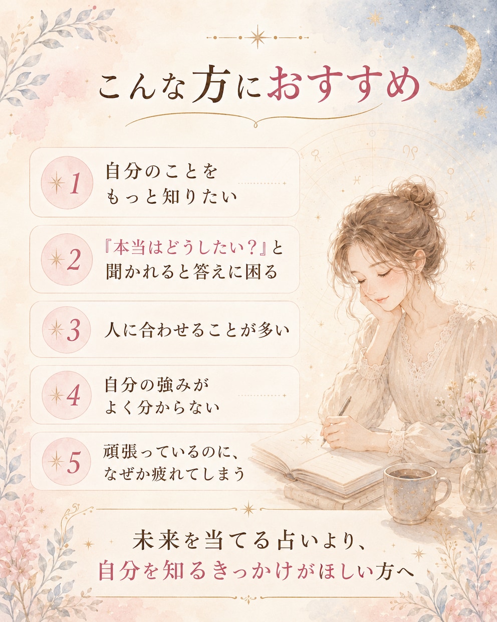本当はどうしたい？を星読みレターで見つけます 「未来を当てるより、自分を知るための星読みを」 イメージ2