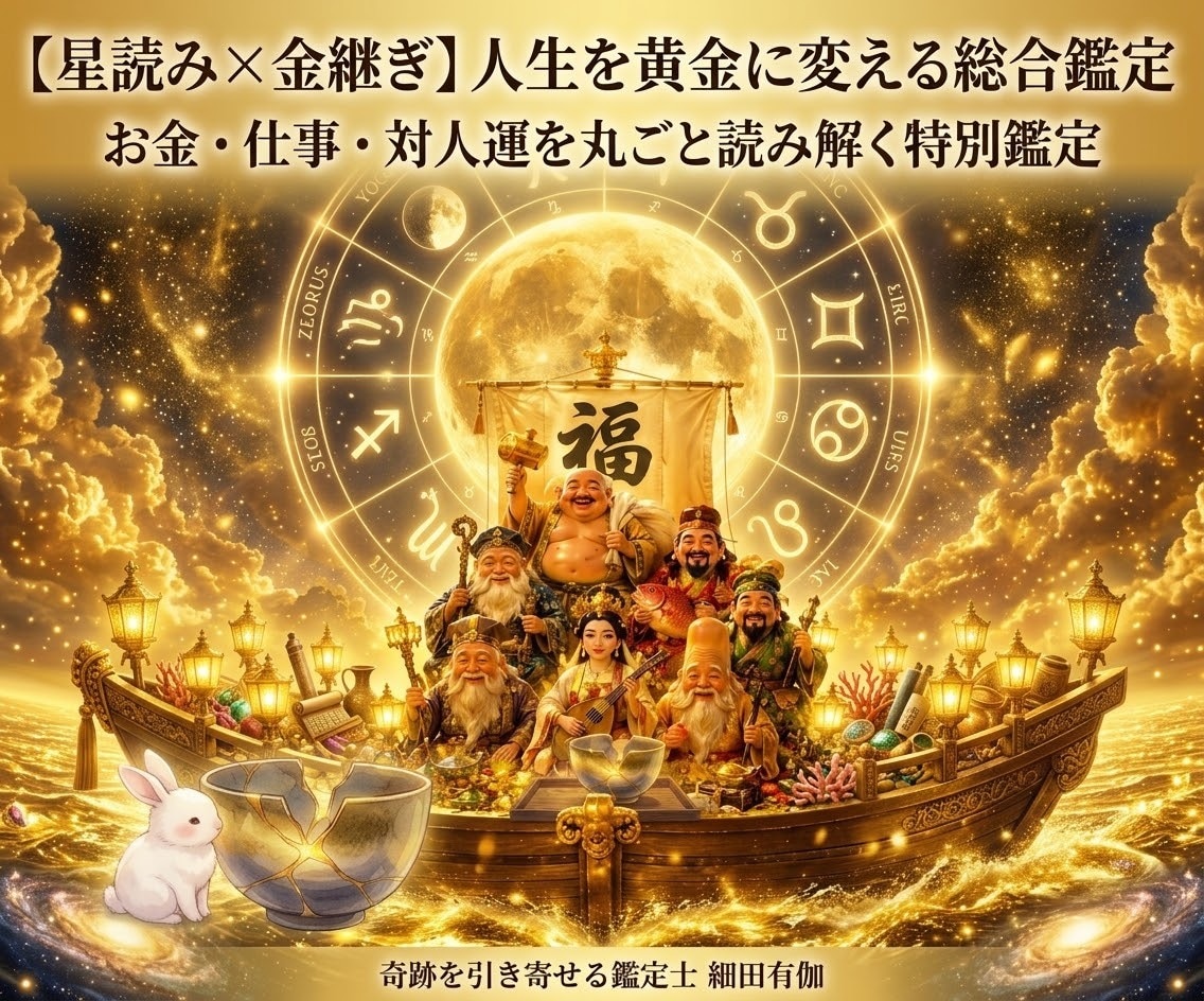 星読みと金継ぎで人生を黄金に変える総合鑑定します 潜在意識と星読みで人生全体を紐解き一生モノの豊かさを巡らせる イメージ1