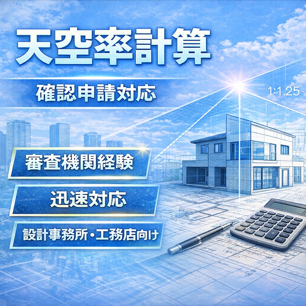 天空率図面(斜線緩和)を作成致します 北側、道路等の斜線緩和審査実績100件以上 イメージ1