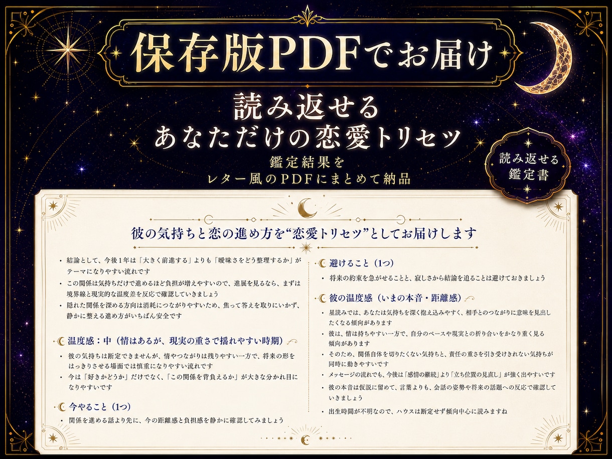 恋愛占いで彼の本音と次の一手を占います 星読み×タロットで丁寧に恋を鑑定 イメージ4
