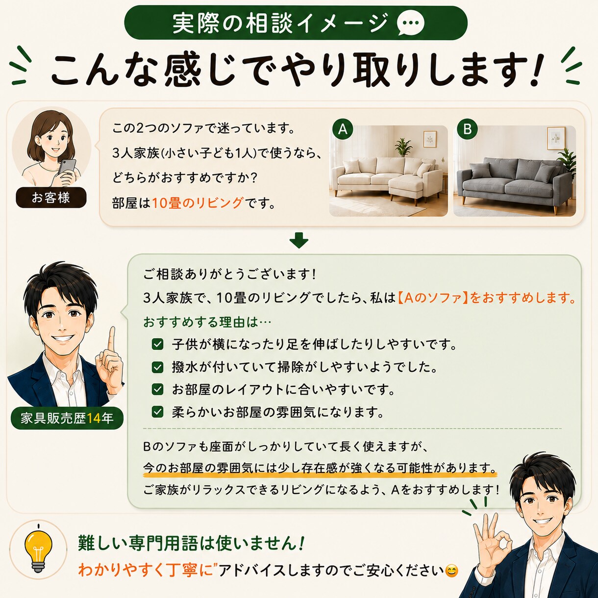 家具歴14年｜家具選びの「これどっち？」に答えます 家具販売14年の経験から、購入前の迷いを一緒に解決します イメージ4