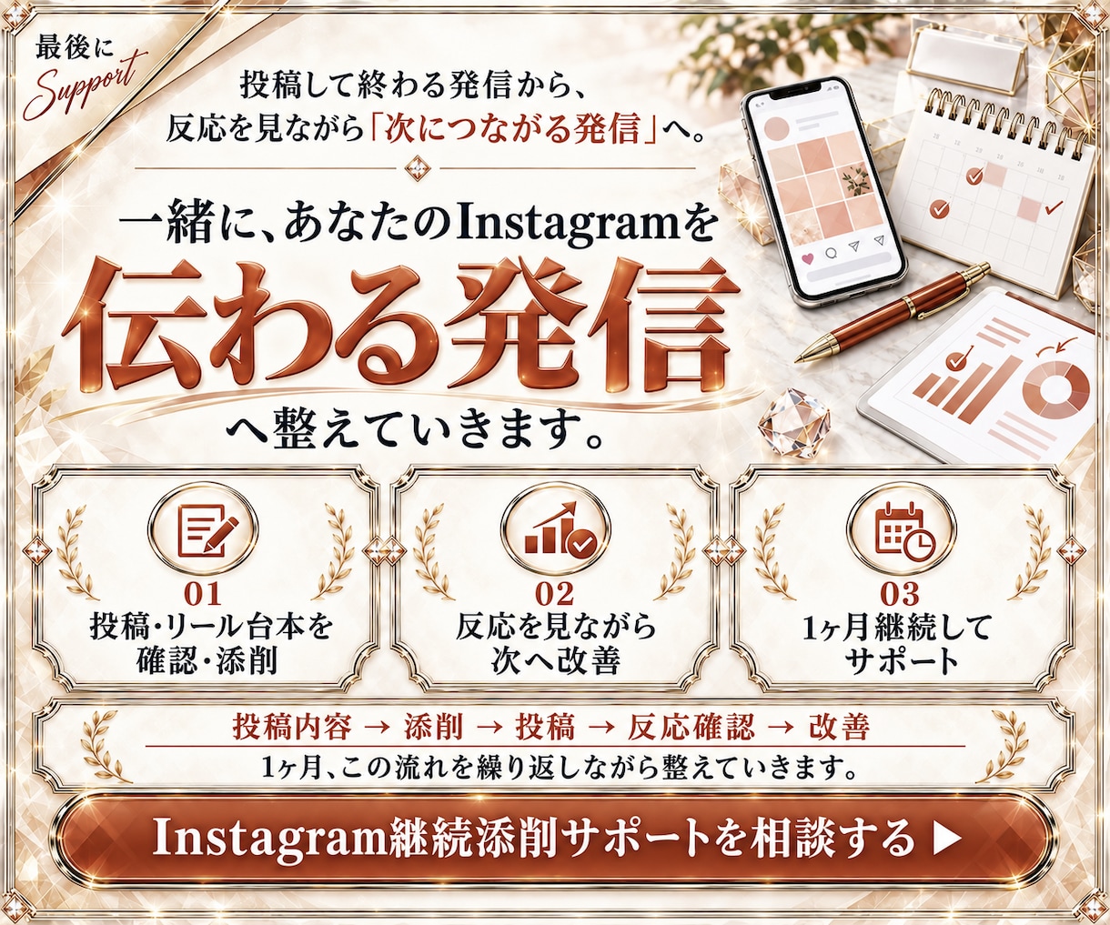 Instagram投稿を１ヶ月継続添削します 投稿・リール台本・構成・言葉を一緒に整えます イメージ8