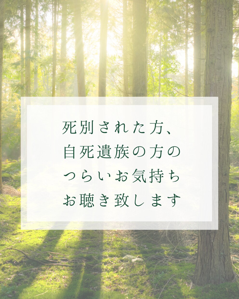 死別、自死遺族、つらい気持ちをお聴きいたします つらさ/悲しみ/孤独/後悔/自分責め/言葉にならない気持ち イメージ1
