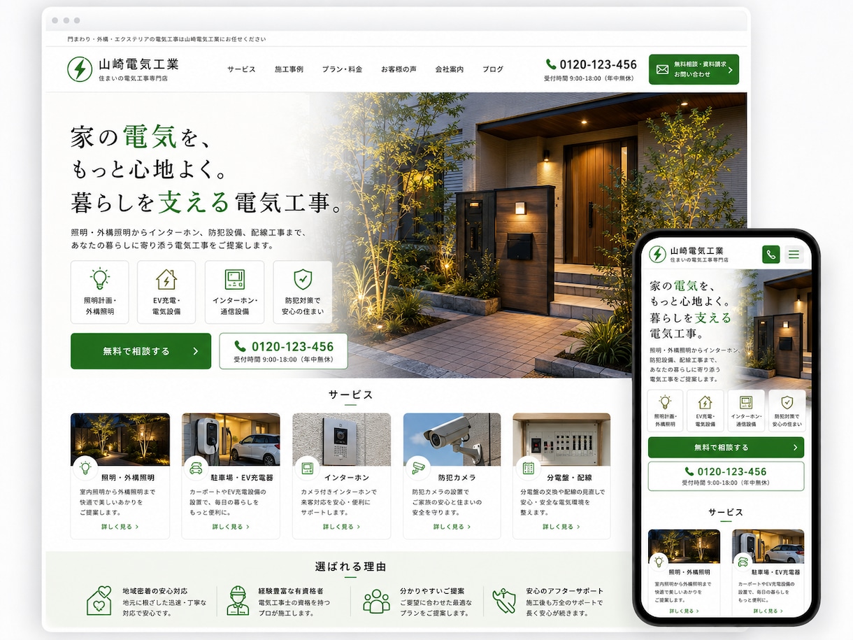 電気屋さん専門のホームページを制作しますます お客様想いの現場の強みが伝わる、更新しやすいホームページ イメージ3