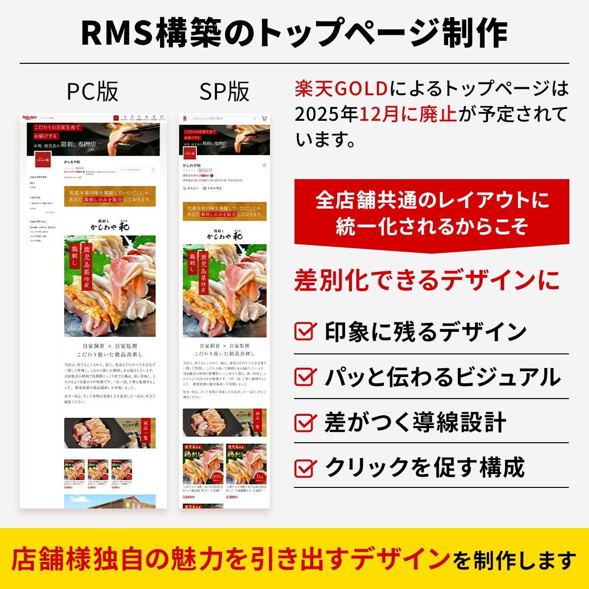 売れる動線重視｜楽天市場トップページを制作します 楽天を熟知したECコンサルとデザイナーが、戦略的に構築します イメージ2