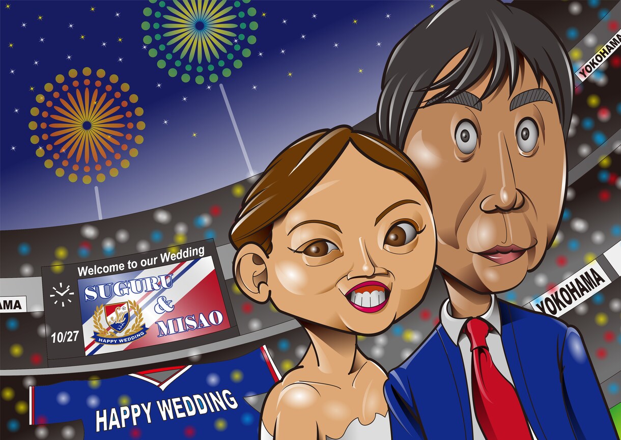 似顔絵ウェディングボード描きます ご自身の結婚式またはご友人のサプライズプレゼントに！ イメージ2