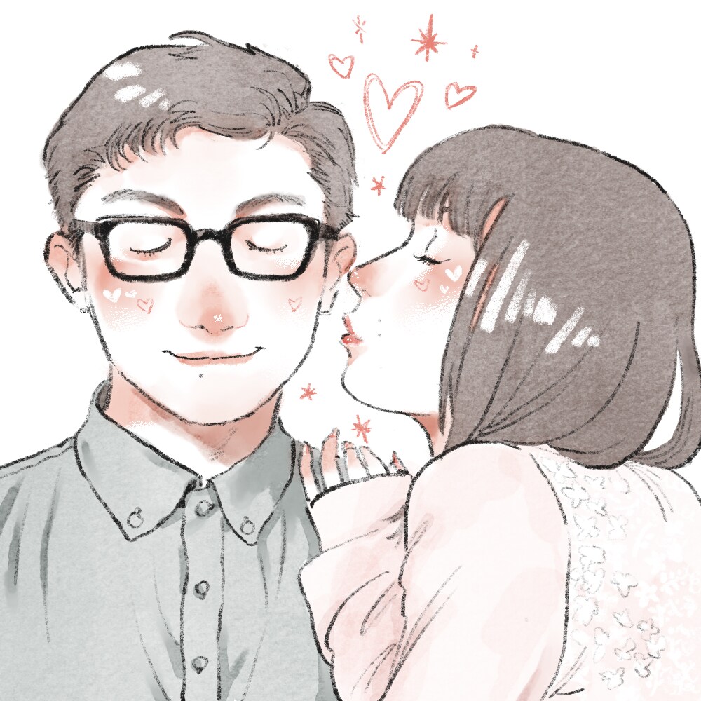 5月末日迄のお値下げ中！キラキラな似顔絵を描きます お気に入りの写真を元にした明るい雰囲気の似顔絵サービスです！ イメージ2