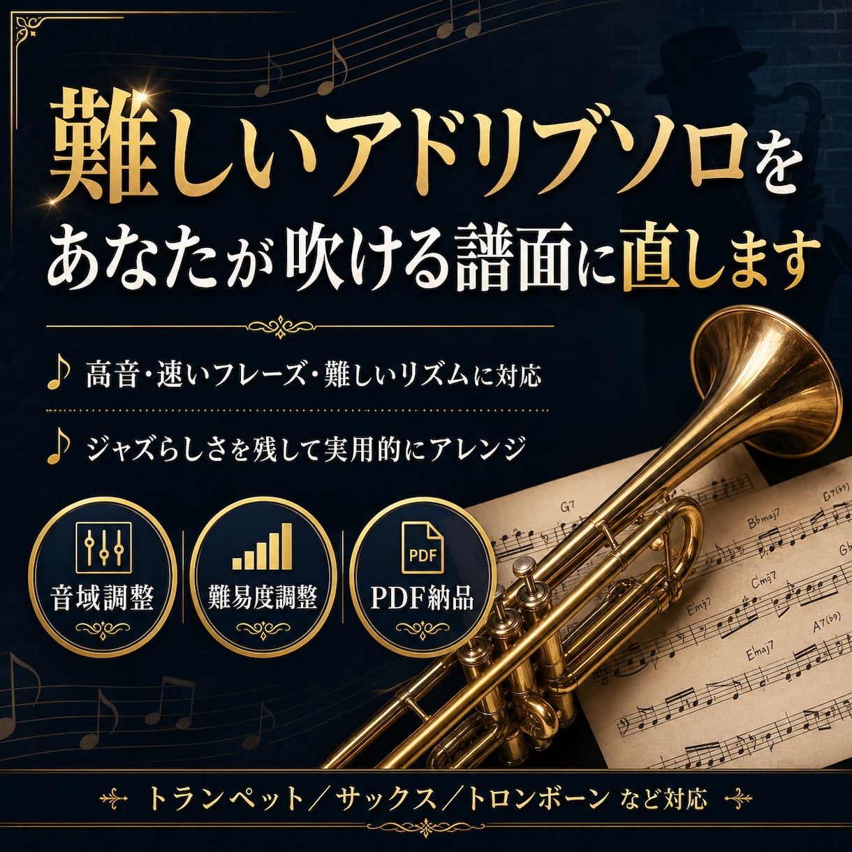 難しいアドリブソロを、あなた用に吹きやすく直します 技術レベルに合わせて、ジャズらしく実用的にアレンジします イメージ1