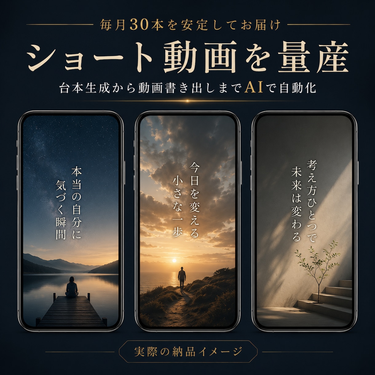 哲学・自己啓発系ショート動画を自動で量産します 台本生成から動画書き出しまで完全自動化します イメージ2