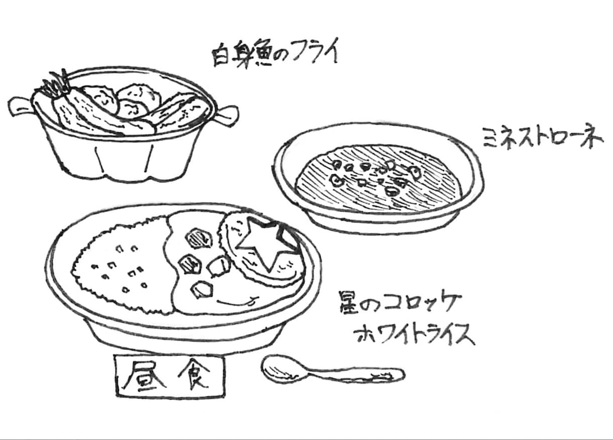 食べ物の絵を描きます ある日のお昼ご飯　ホワイトライス他 イメージ1
