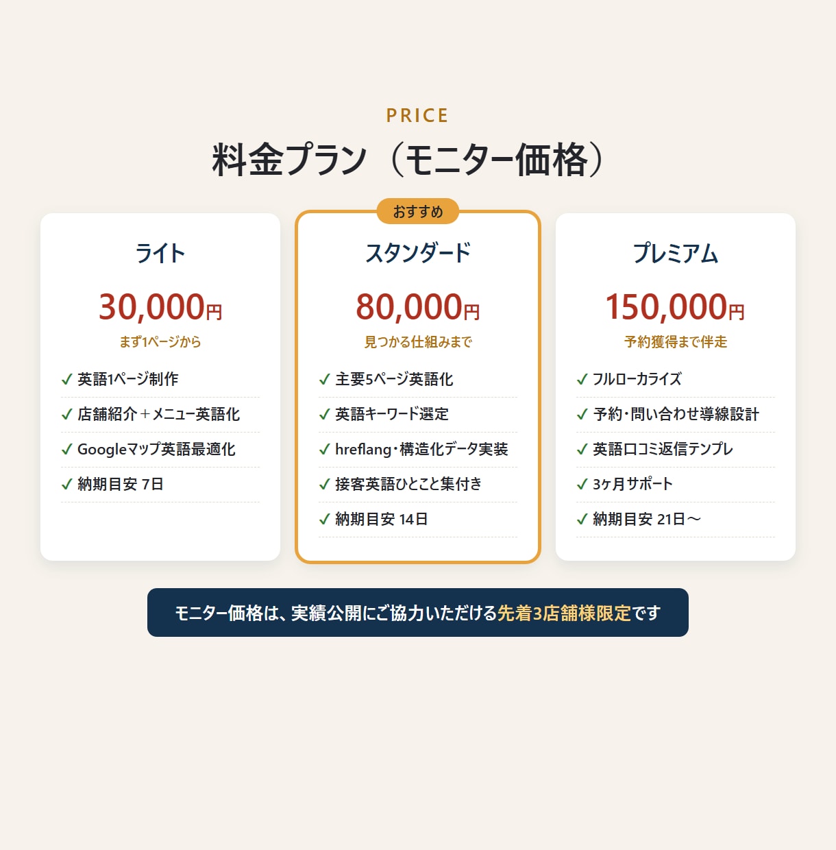 お店のHPを外国人客に伝わる英語にします 翻訳だけじゃない。海外から見つかる仕組みまで作ります イメージ1