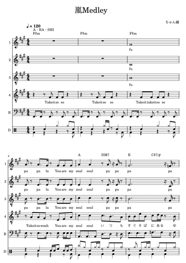 アカペラ用楽譜を作ります 歌いやすい・覚えやすい・飽きないアレンジ♪ イメージ1