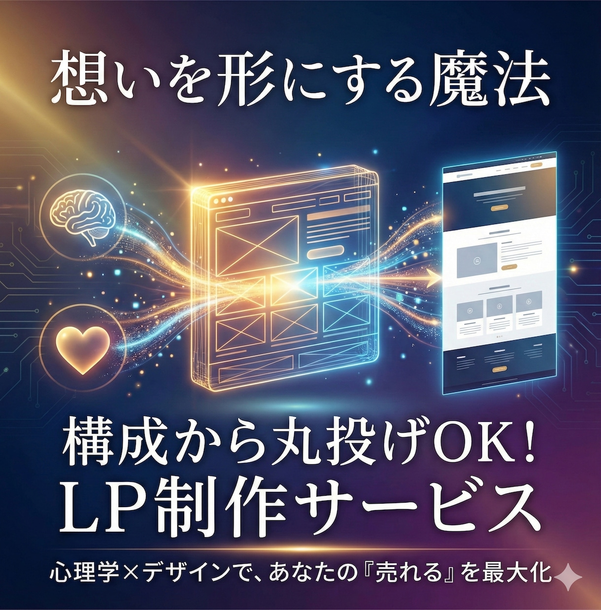 想いを形に！構成から丸投げOKのLP制作いたします 理想を現実に。購買心理に基づいた設計で成約率を最大化します。 イメージ1