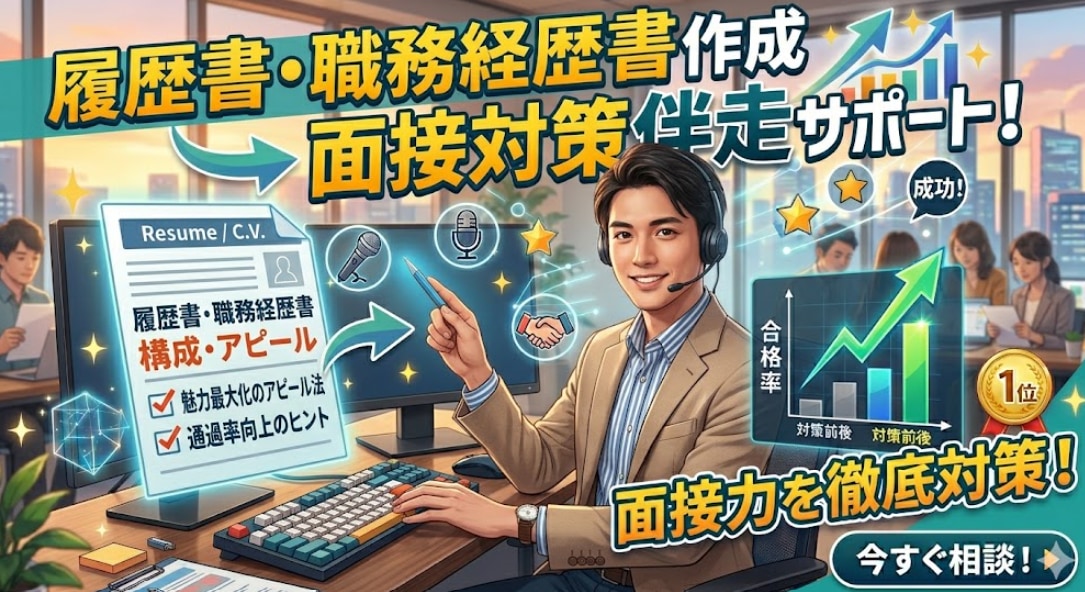 経歴書の作成から面接対策まで丁寧にサポートします 全部丸投げ　履歴書や職務経歴書及び面接対策を対応します イメージ1