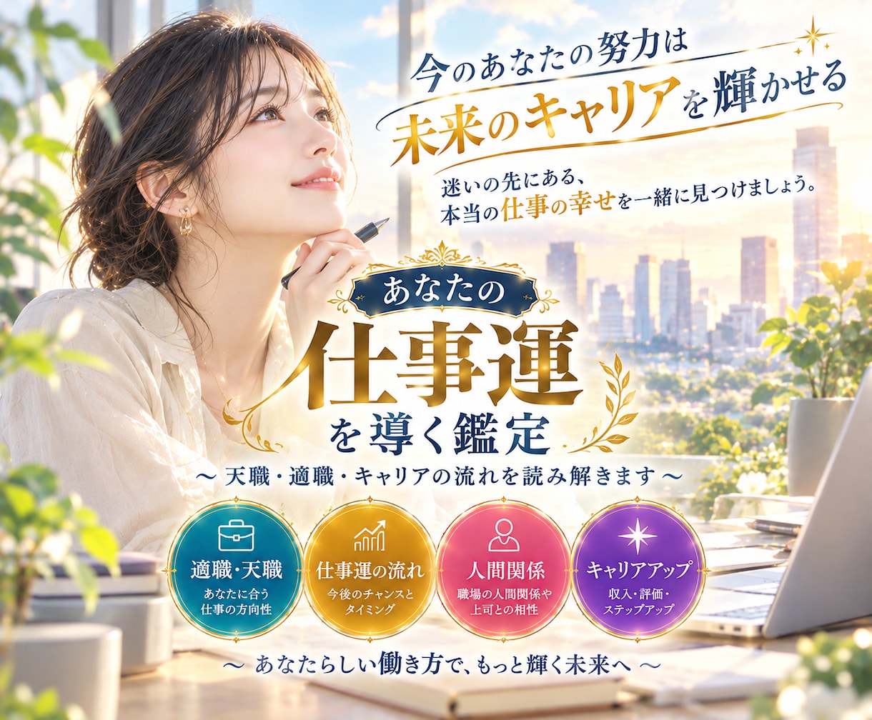 迷いを晴らす仕事運鑑定｜天職・転機・決断を導きます あなたの魂が望む働き方を霊視で読み解く、本来の道への道しるべ イメージ1
