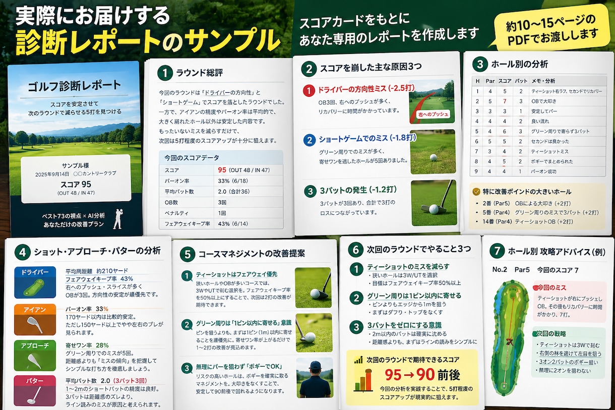 スコアカードからゴルフ診断します ベスト73の視点×AIで次に減らせる5打を分析 イメージ2