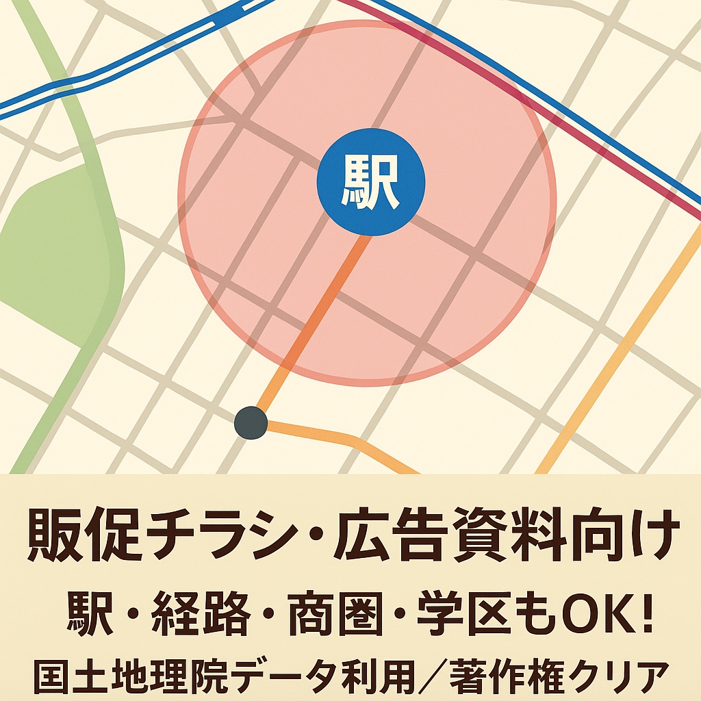 シンプルかつ明確！販促・資料向け地図作成します 正確＆著作権クリアな地図画像の提供が可能です。 イメージ1