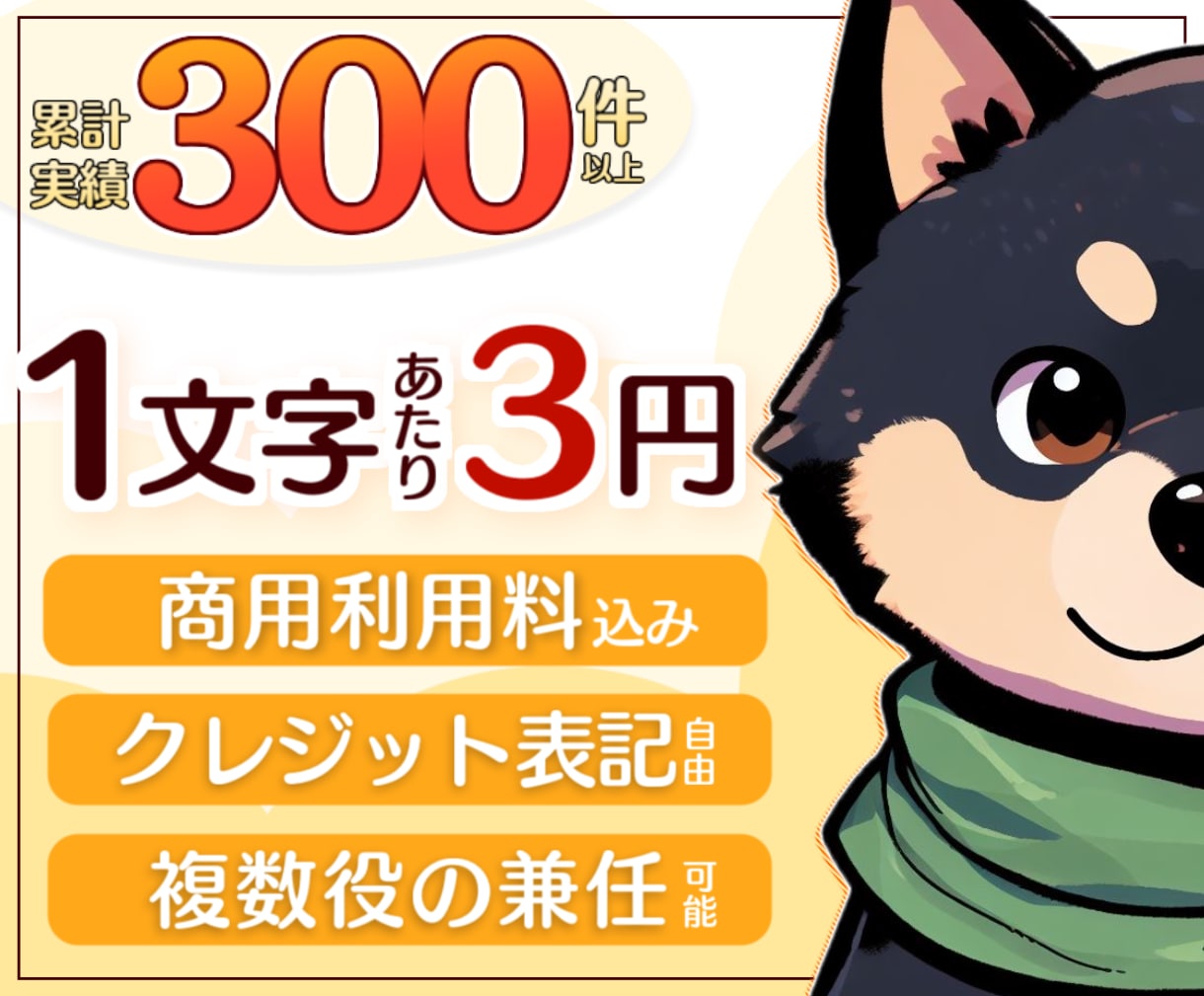 プロにおまかせ！どのようなご要望にもお応え致します 即日対応も可！商用利用料込み！複数役の兼任も無償です！ イメージ1