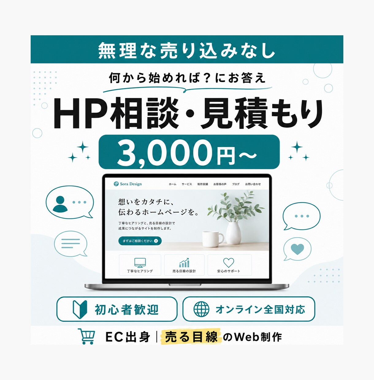 HP制作の疑問や不安にプロがお答えします 何から始めれば？にお答え。進め方・費用感を分かりやすくご案内 イメージ1
