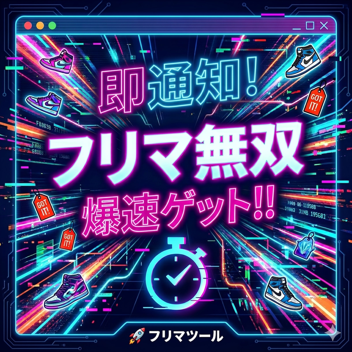 フリマサイト新着通知ツール作成してます 電脳/通知/せどり/新着　仕入れチャンスを素早く通知します イメージ1