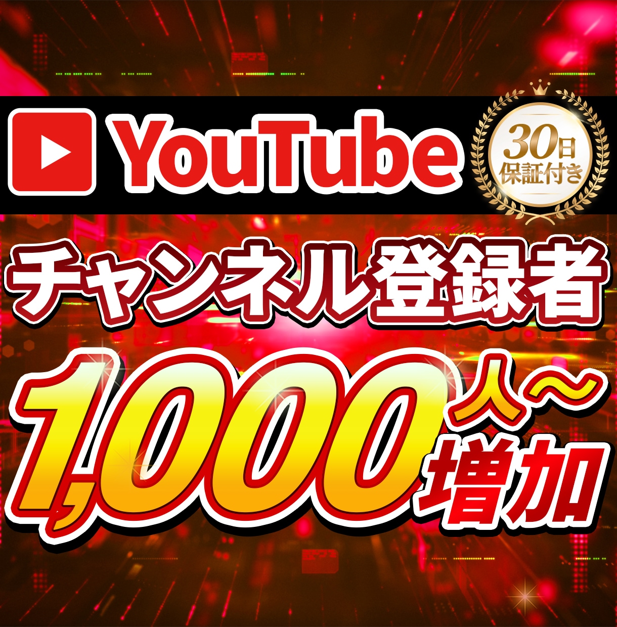 YouTubeチャンネル登録者1000人〜増えます 【30日間保証】最高品質！収益化／伸び悩みに改善！ イメージ1