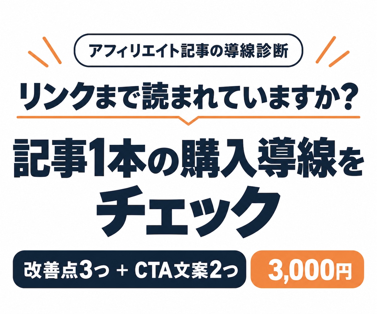 アフィリエイト記事の購入導線を改善提案します 1記事のCTA・リンク・説明順を確認し直す順番と文案例をお届 イメージ1