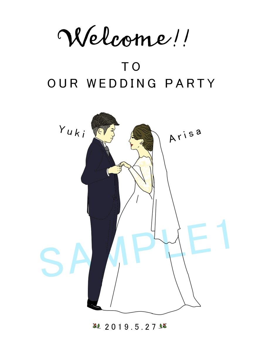 シンプルでかわいいウェルカムボード作ります 新郎新婦の写真をもとに作成します！プレゼントにもおすすめ！ イメージ3