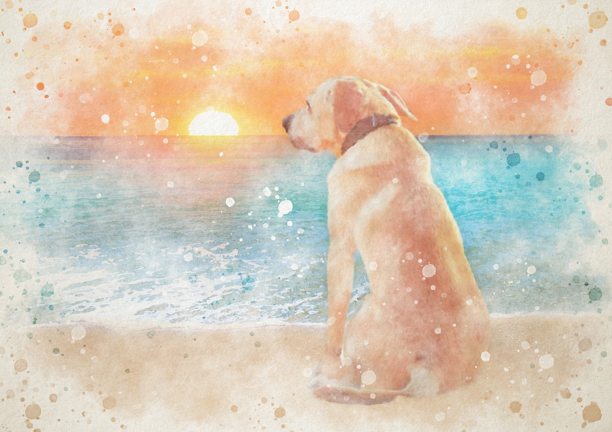 ふんわり優しいペットの水彩画風似顔絵お作りします デジタルデータ納品♡A4サイズプリントプレゼント*ᴗ ᴗ)⁾ イメージ7