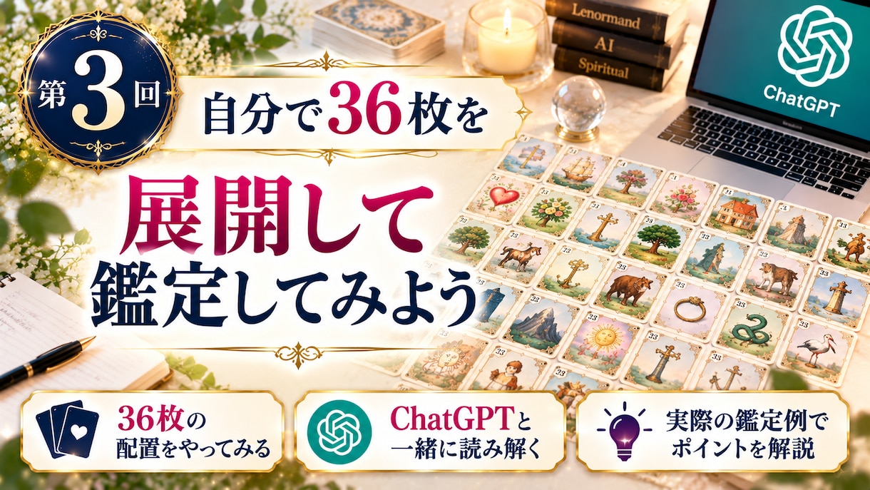 AI×ルノルマンカードで占い師デビューを叶えます 36枚を暗記せず、AIと実践しながらプロの読み方を学べます イメージ3