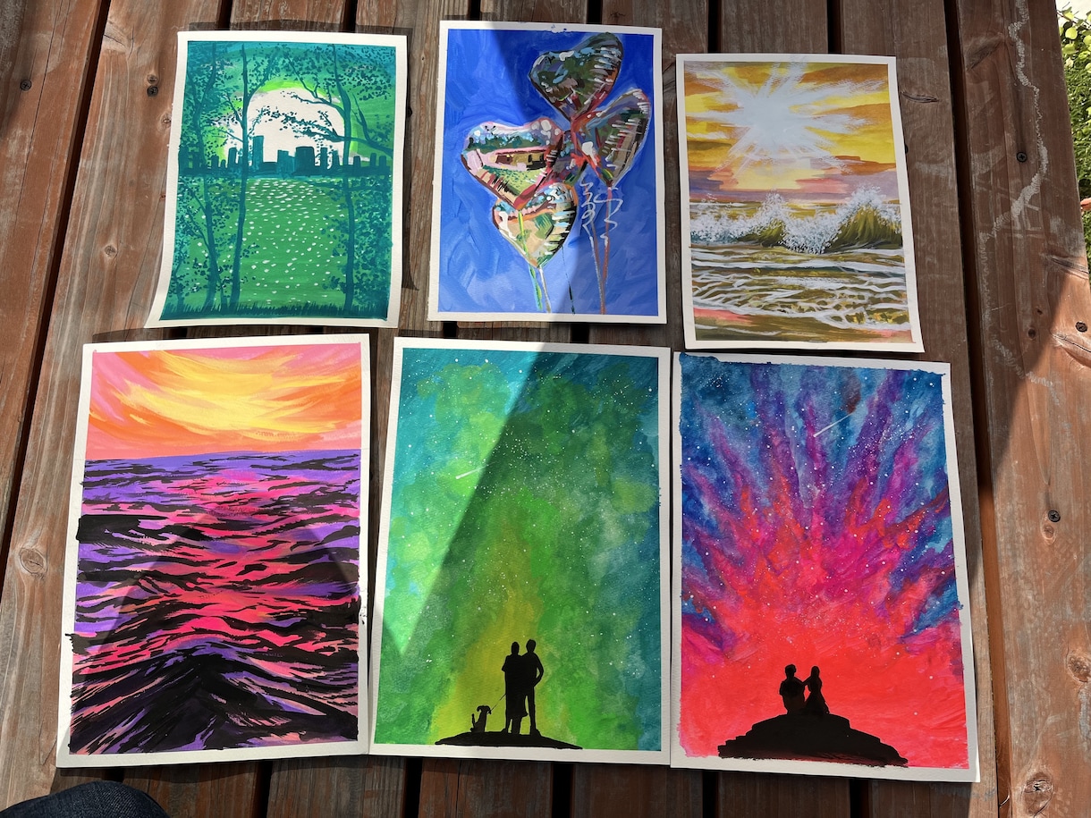 ご要望のイラスト作成承ります 水彩画用紙にアクリル絵の具で描かせていただきます。 イメージ6