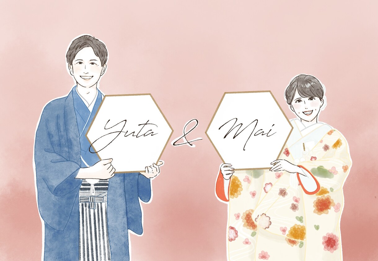あたたかな水彩タッチのウエディングイラスト描きます 大切な1日に世界にひとつだけの似顔絵を イメージ1