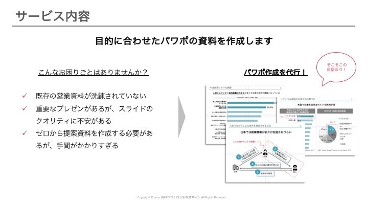 パワポ資料をお安く作成・添削します 現役営業が"現場で使える"資料をつくります！ イメージ1