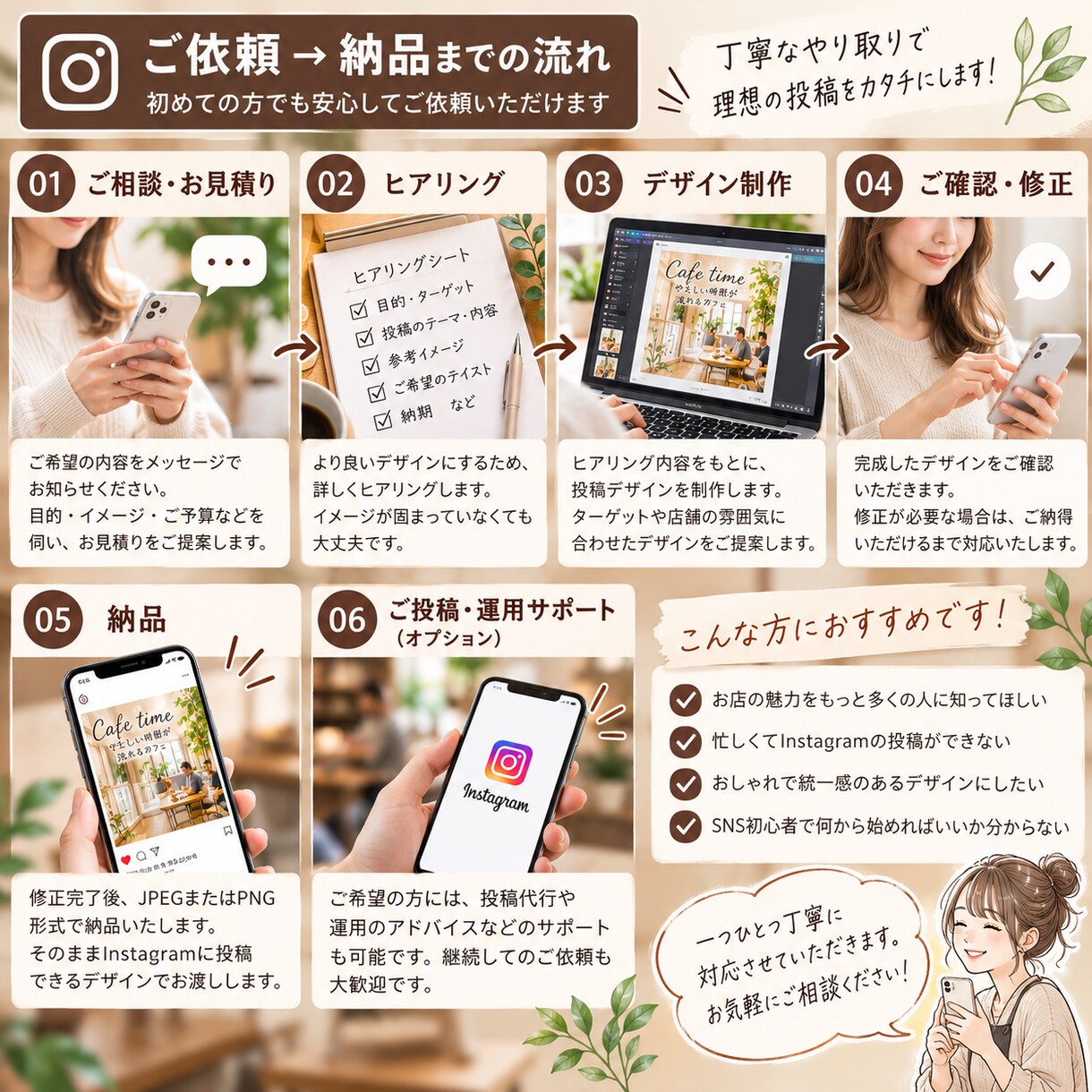 Instagram投稿を丸ごと作成します SNS初心者歓迎！画像・文章・タグまで丸投げOK イメージ7