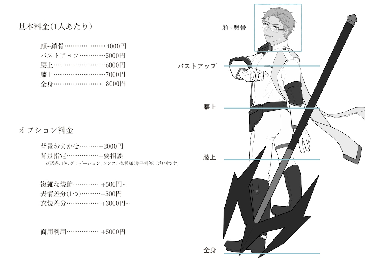 キャラクターイラストの制作いたします ＴＲＰＧや創作の設定などに！等身が高めの綺麗な絵が得意です。 イメージ2