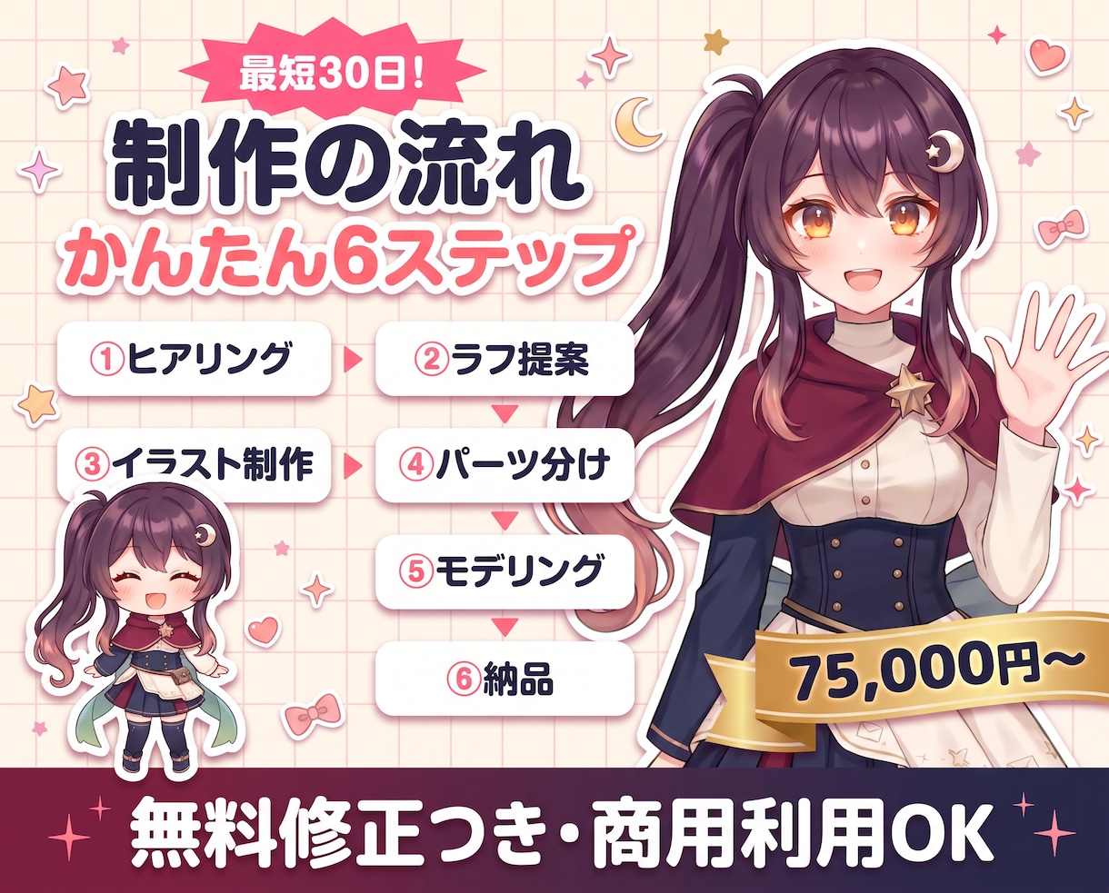 厚塗りで高品質なLive2Dを後発特化で制作します 配信画面/背景/ネームロゴ/離席中/待機中/OP/ED可能 イメージ3