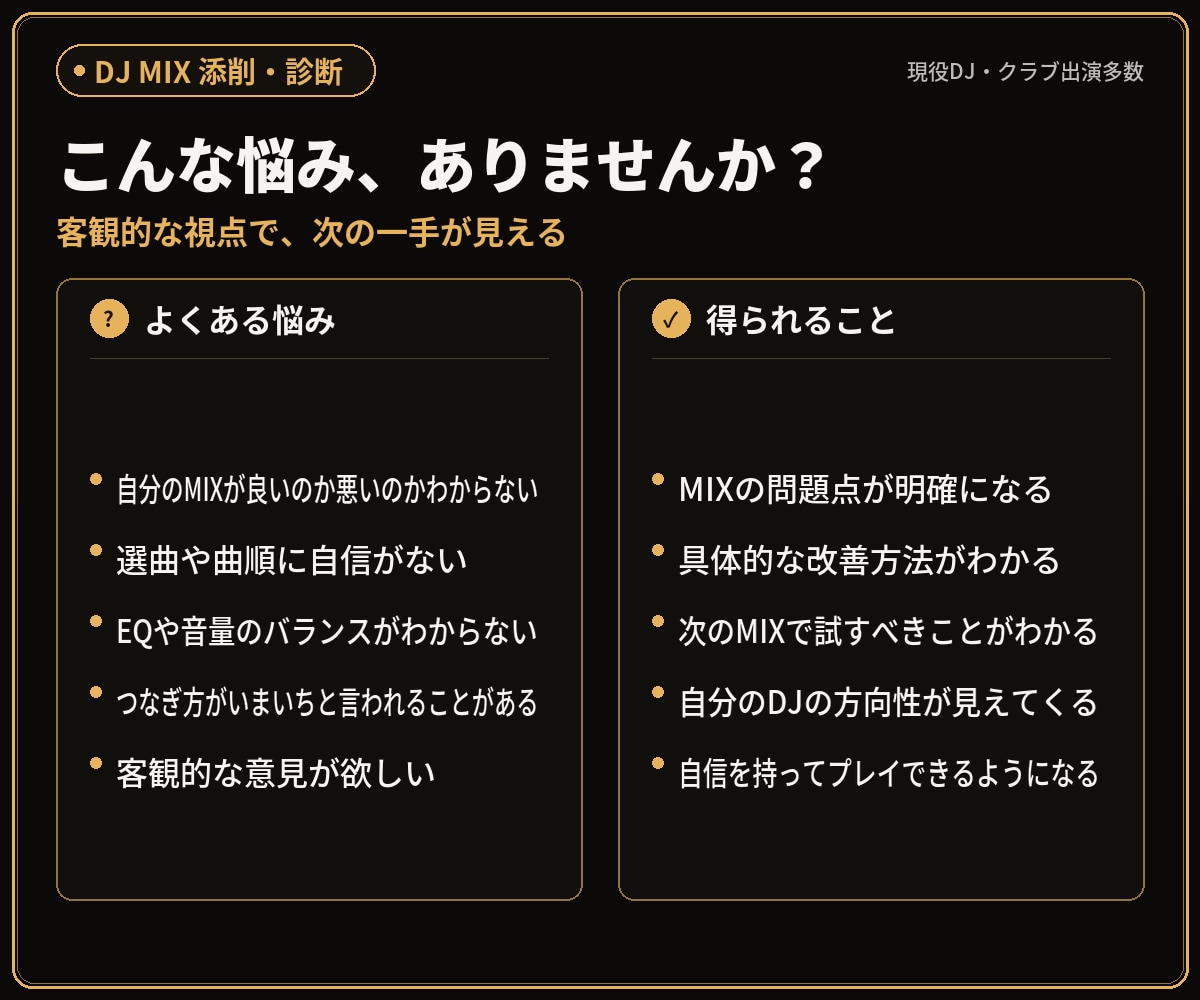 DJ MIXをプロが添削・診断します 録音を送るだけ。選曲・EQ・つなぎの弱点を具体化 イメージ2