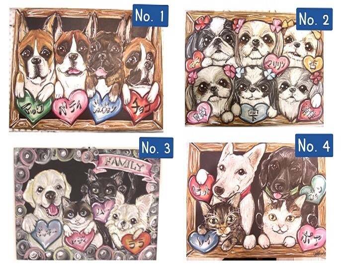 ペット似顔絵師★A2サイズの似顔絵描きます ペット専門似顔絵師がチョークアート似顔絵描きます イメージ4
