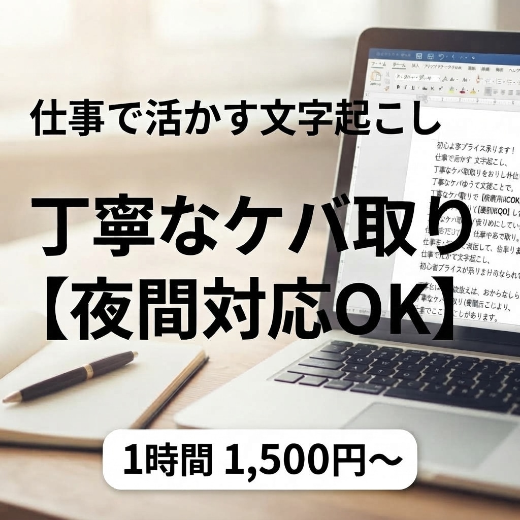 実務経験あり！文字起こしいたします 初仕事のため５名様限定！【実務経験あり】【夜間対応OK】 イメージ1